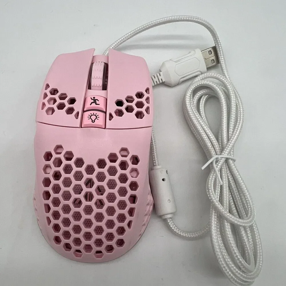 Solakaka SM900 Pink Wired Gaming Mouse With Honeycomb Shell
